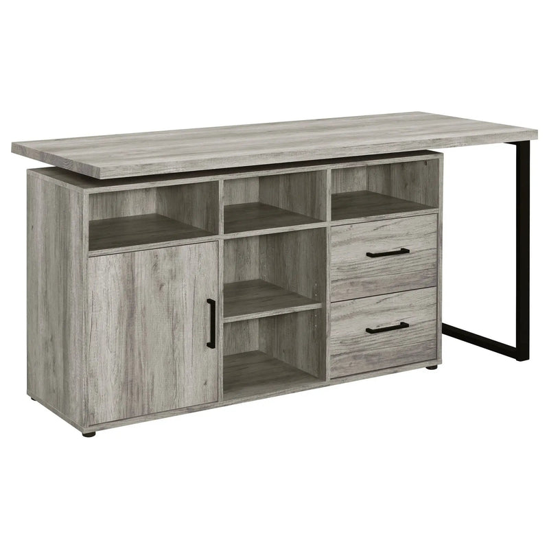 Corrado - L-Shape Office Desk With Storage - Gray by HouseOfZazla