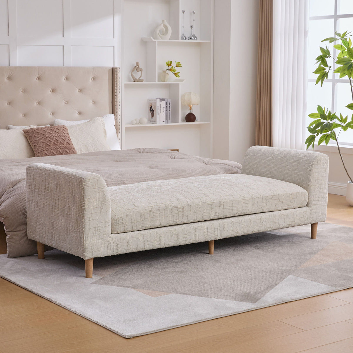 Modern Upholstered End Of Bed Bench With Armrests, photo 11 of 19