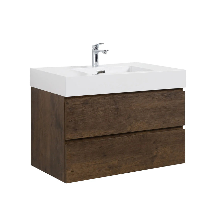 Alice - Bathroom Vanity Wall Mounted With Sink, Large Storage Floating Bathroom Vanity For Modern Bathroom, One-Piece Sink Basin Without Drain And Faucet by Unique Piece Furniture