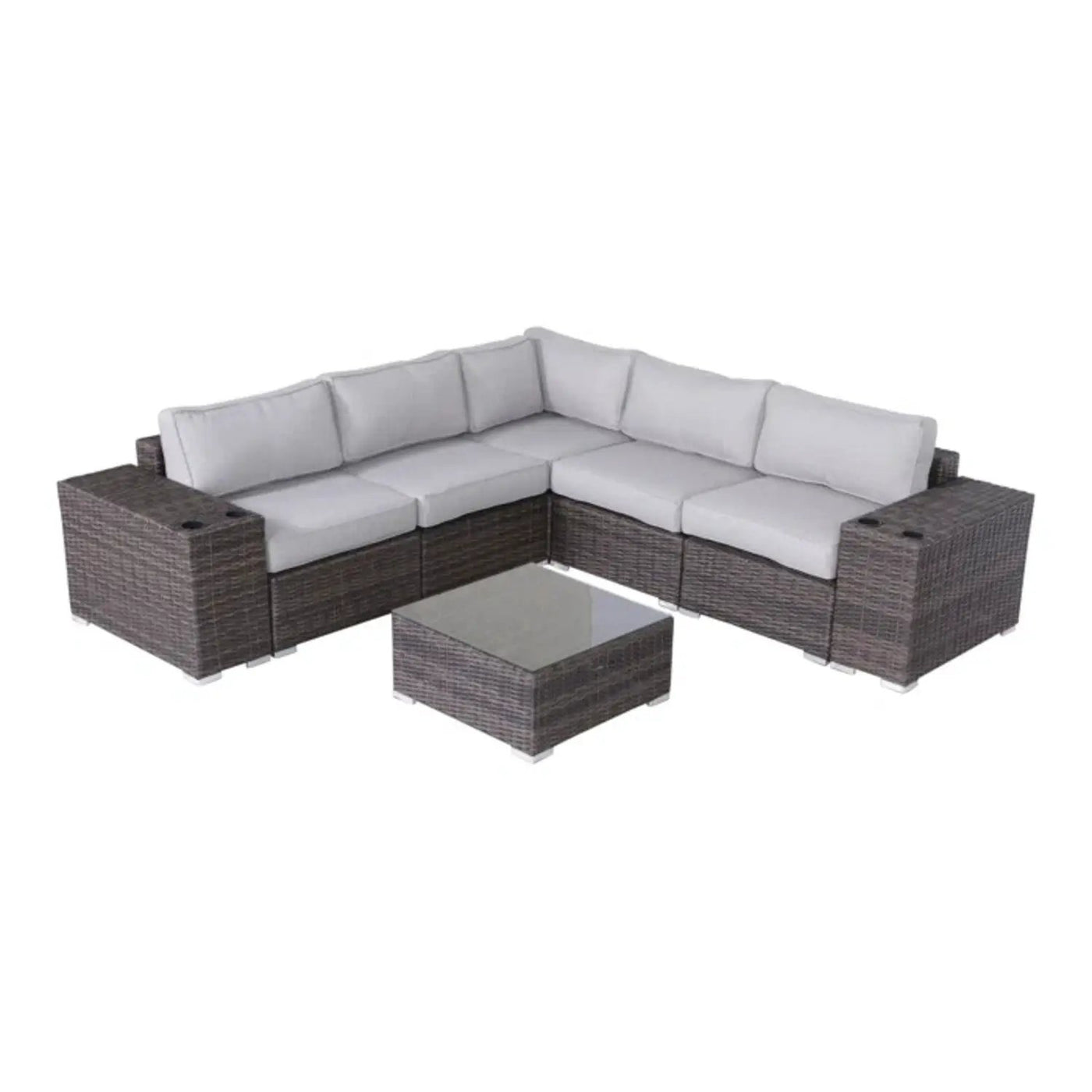 Modern Patio Rattan Sectional Set With Cushions by HouseOfZazla
