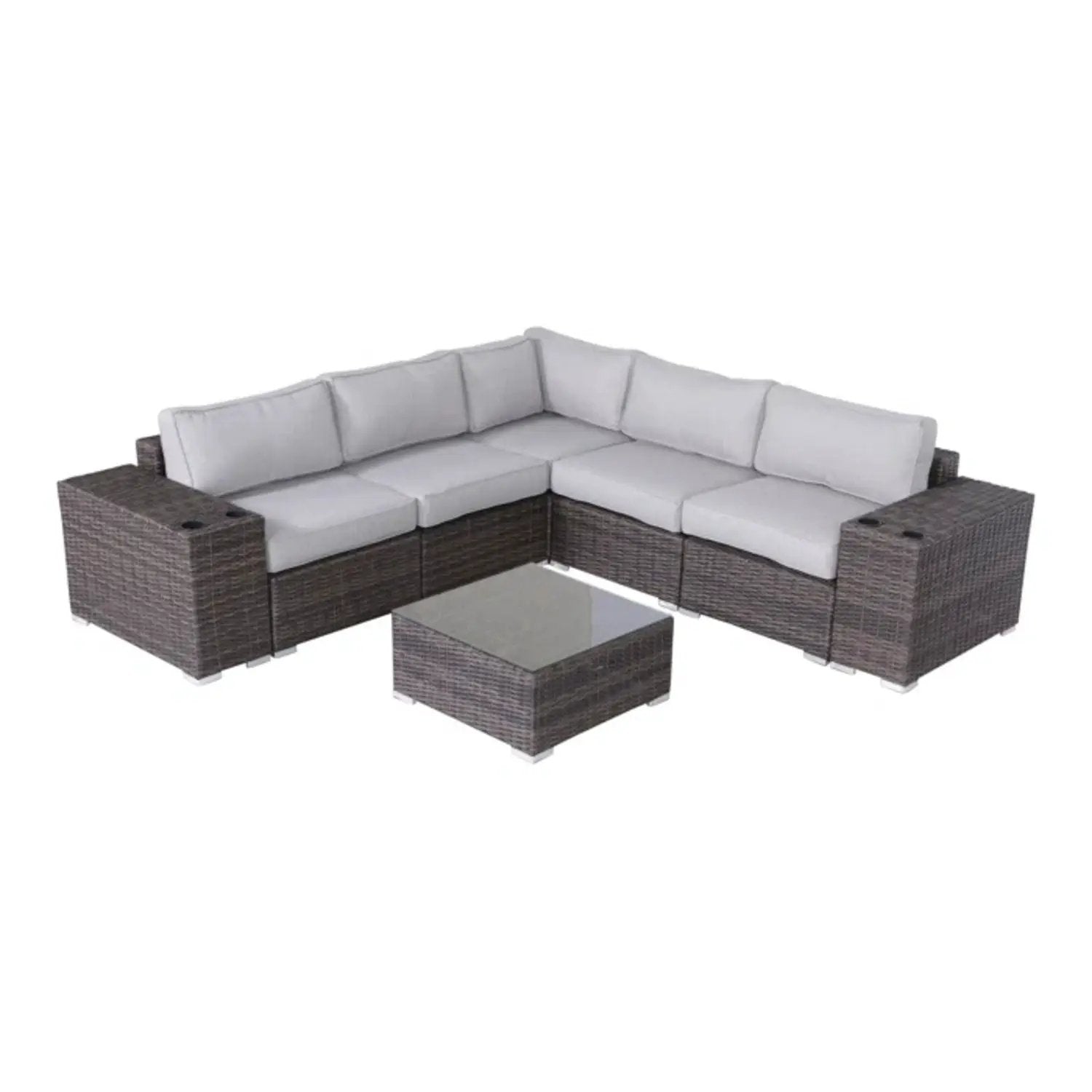 Modern Patio Rattan Sectional Set With Cushions by HouseOfZazla