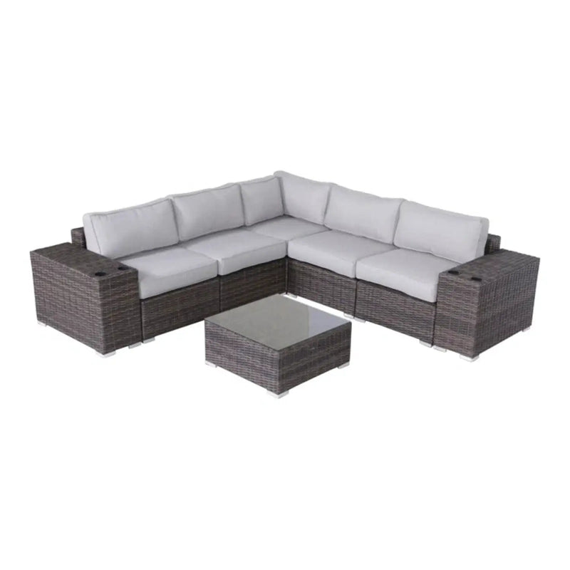 Modern Patio Rattan Sectional Set With Cushions by HouseOfZazla