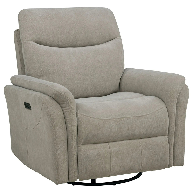 Adler Upholstered Power Swivel Glider Recliner Ivory by Unique Piece Furniture