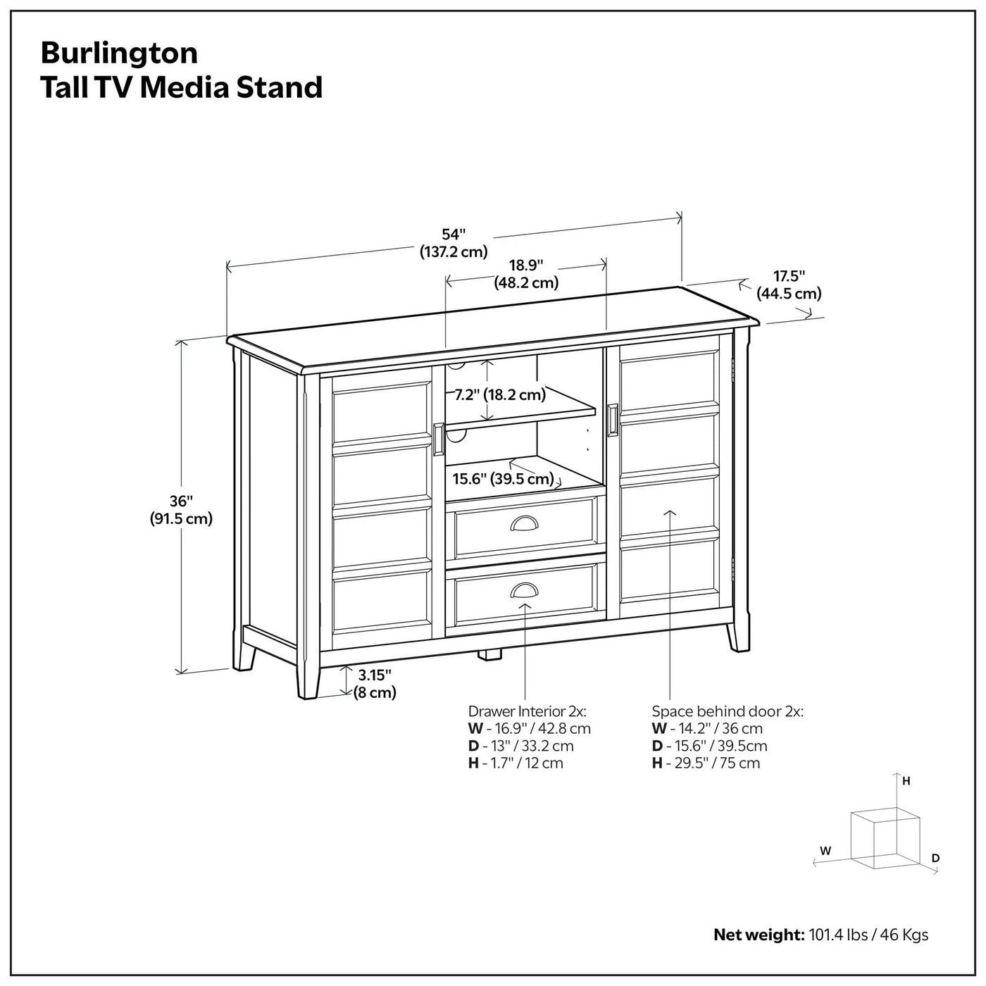 Burlington - Handcrafted Tall TV Media Stand by HouseOfZazla
