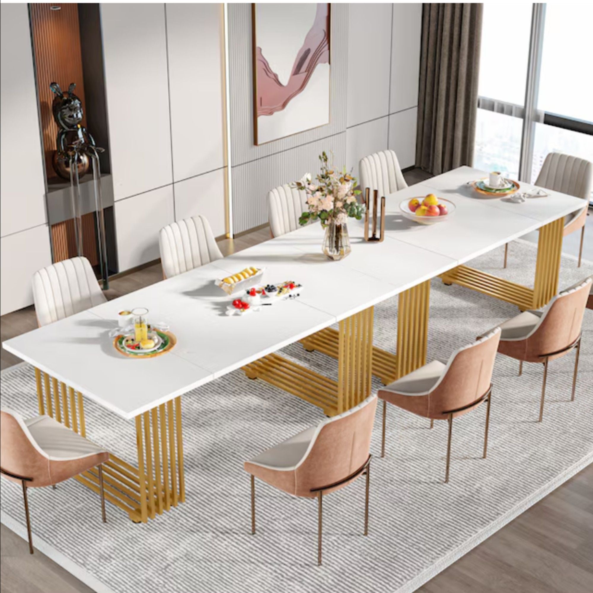 Office Executive Desk For Home Office - White / Gold by HouseOfZazla