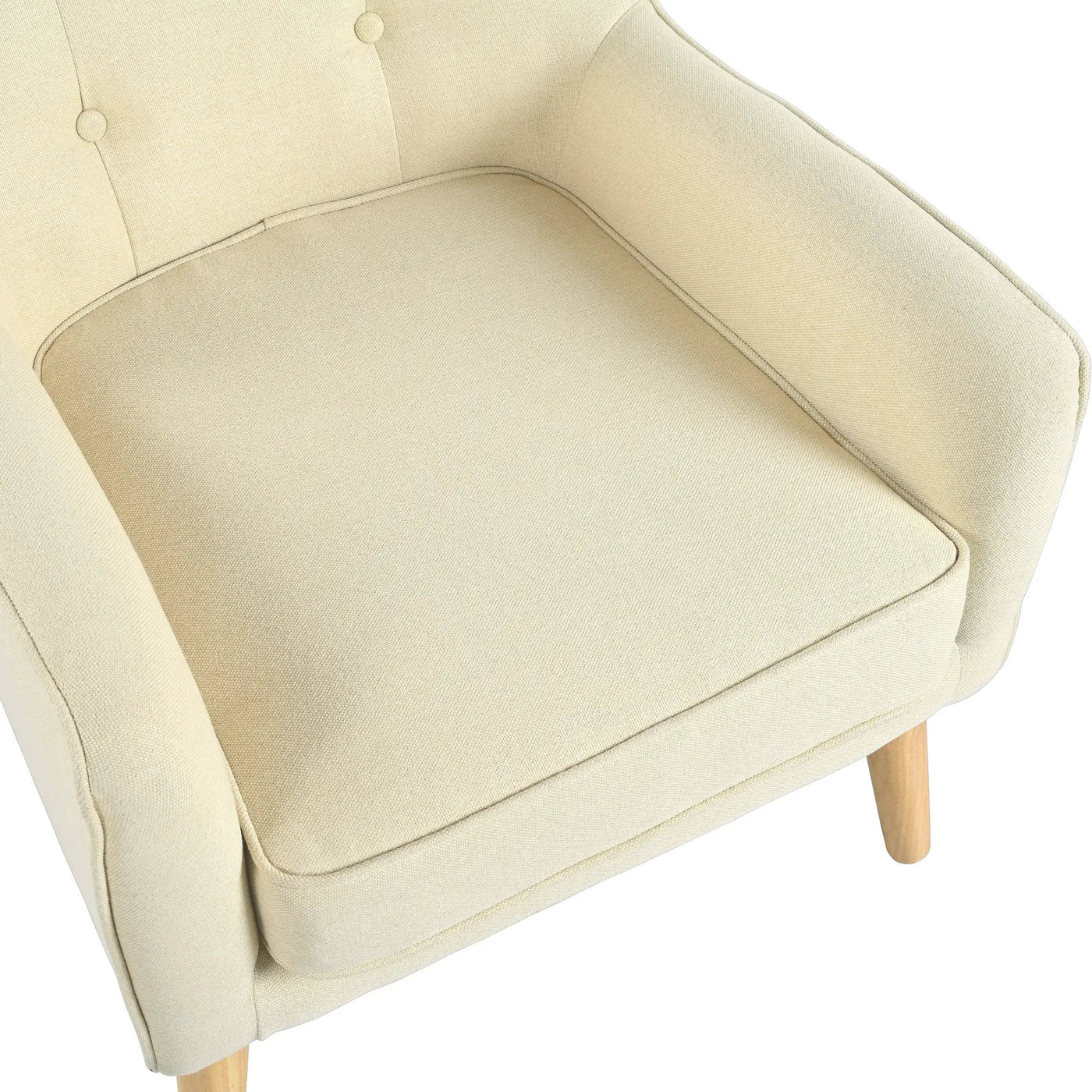 Mid-Century Modern Armchair - Tufted Fabric Accent Chair with Solid Wood Legs by HouseOfZazla