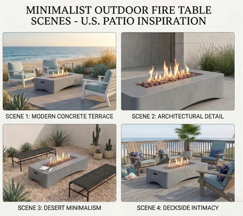 56' Propane Fire Pit Table - Rectangular Outdoor Gas Fire Pit by HouseOfZazla