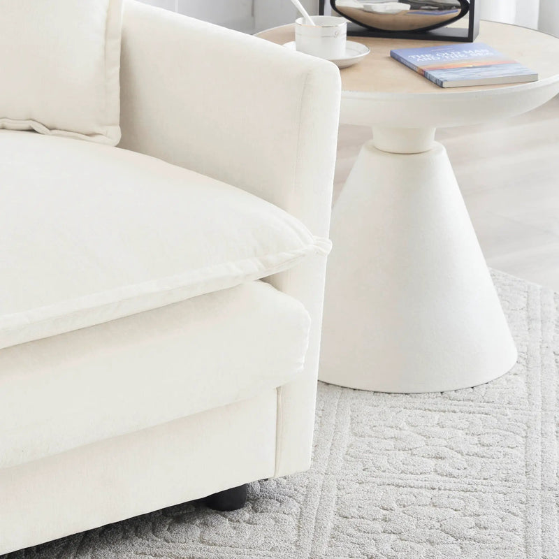 Mid-Century Modern Couch 3-Seater Sofa with Chenille Fabric by HouseOfZazla