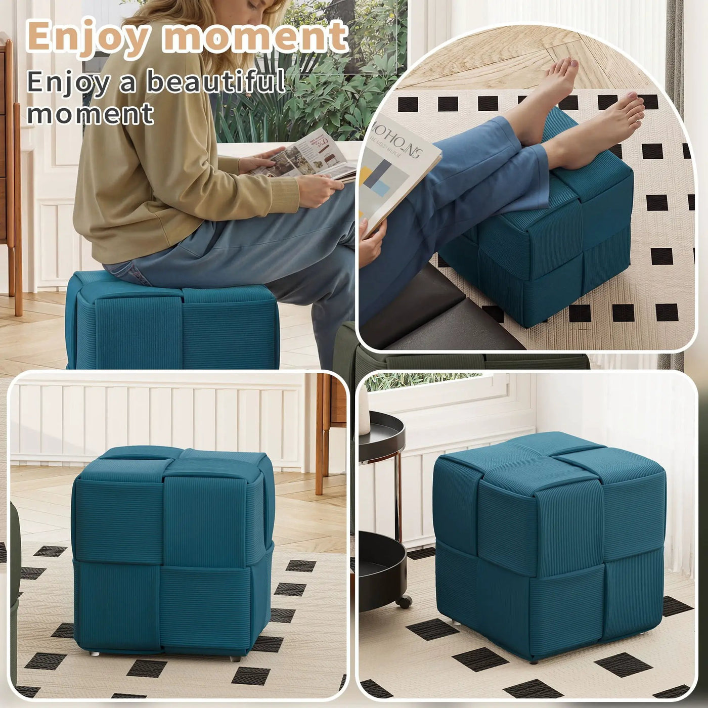Modern Ottoman Foot Rest With Woven Design by HouseOfZazla
