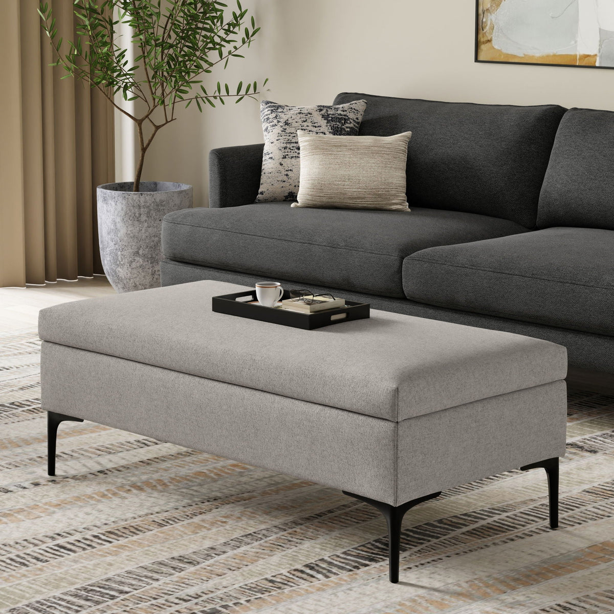 Multifunctional Coffee Table Storage Ottoman with Lift Up Lid - Gray, Dark Gray, Light Brown, photo 36 of 40