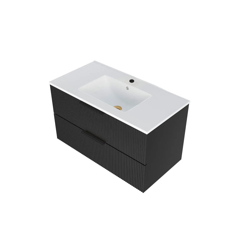 Modern Wall Mounted Floating Bathroom Vanity With Sink And Drawers by Unique Piece Furniture