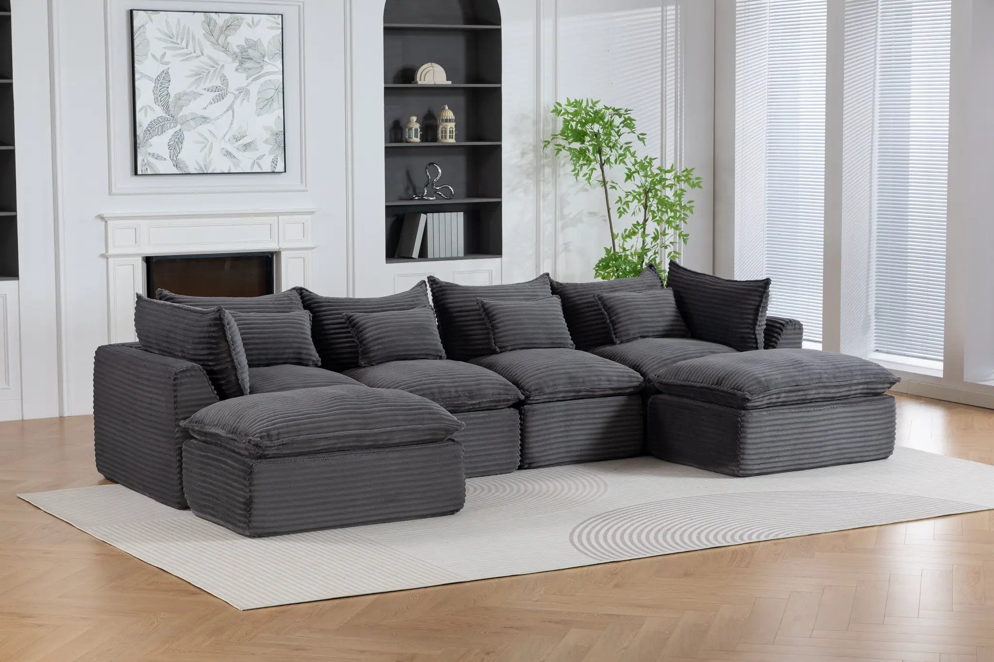 129.8" Width Cloud Couch Oversized Modular Sectional Sofa by HouseOfZazla