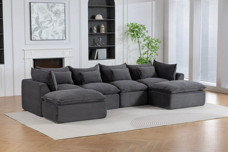 129.8" Width Cloud Couch Oversized Modular Sectional Sofa by HouseOfZazla