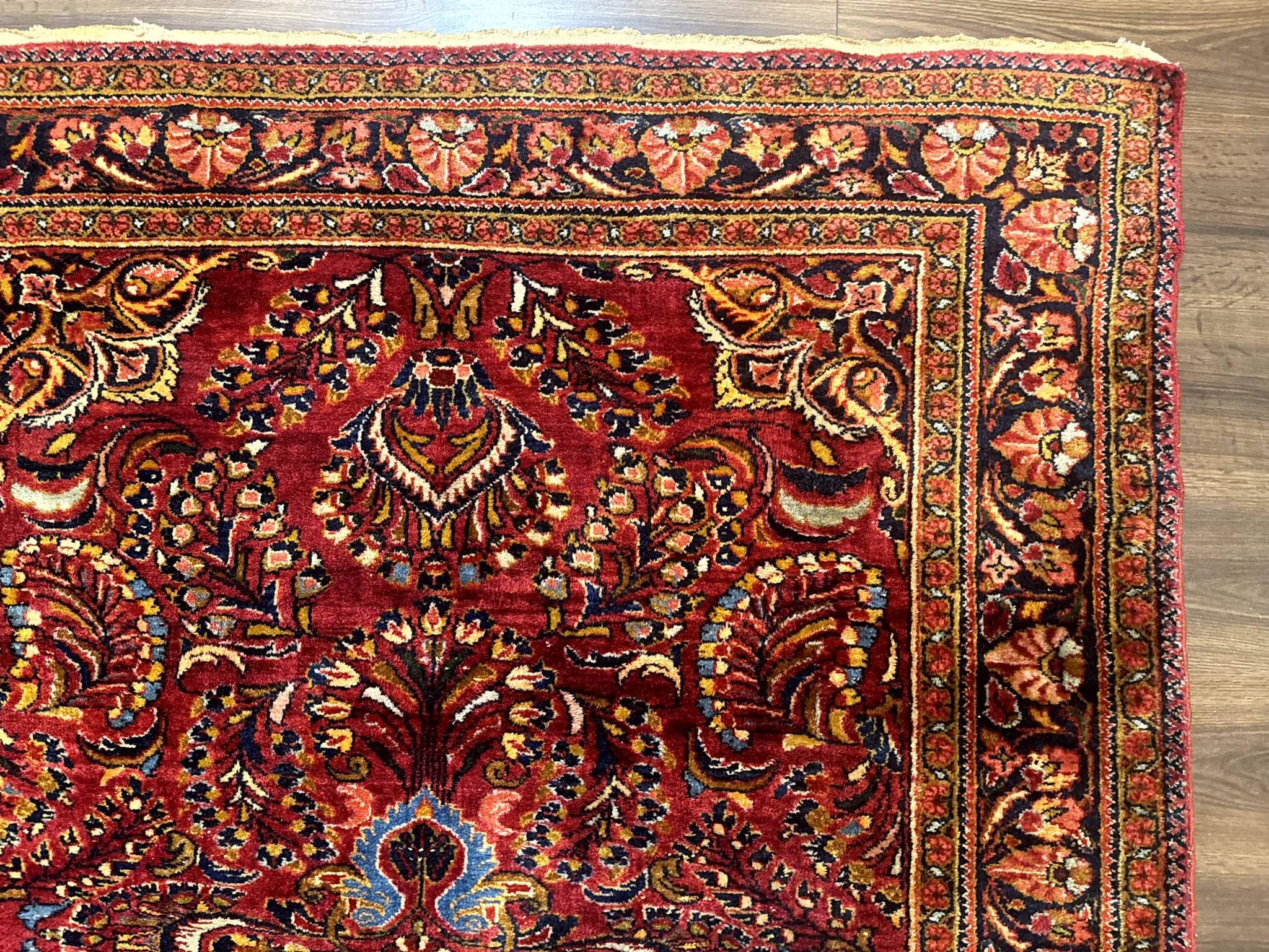 Persian Lilihan Rug 5x6, Red, Floral, Antique Persian Carpet by Jewel Rugs
