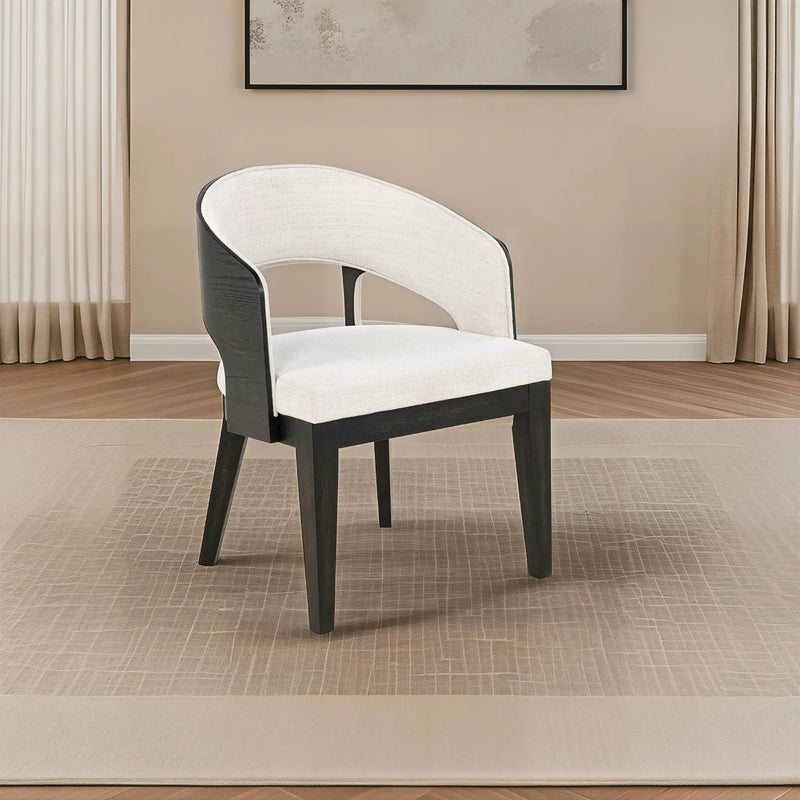 Leandro Upholstered Dining Arm Chair Cream (Set of 2) by Unique Piece Furniture