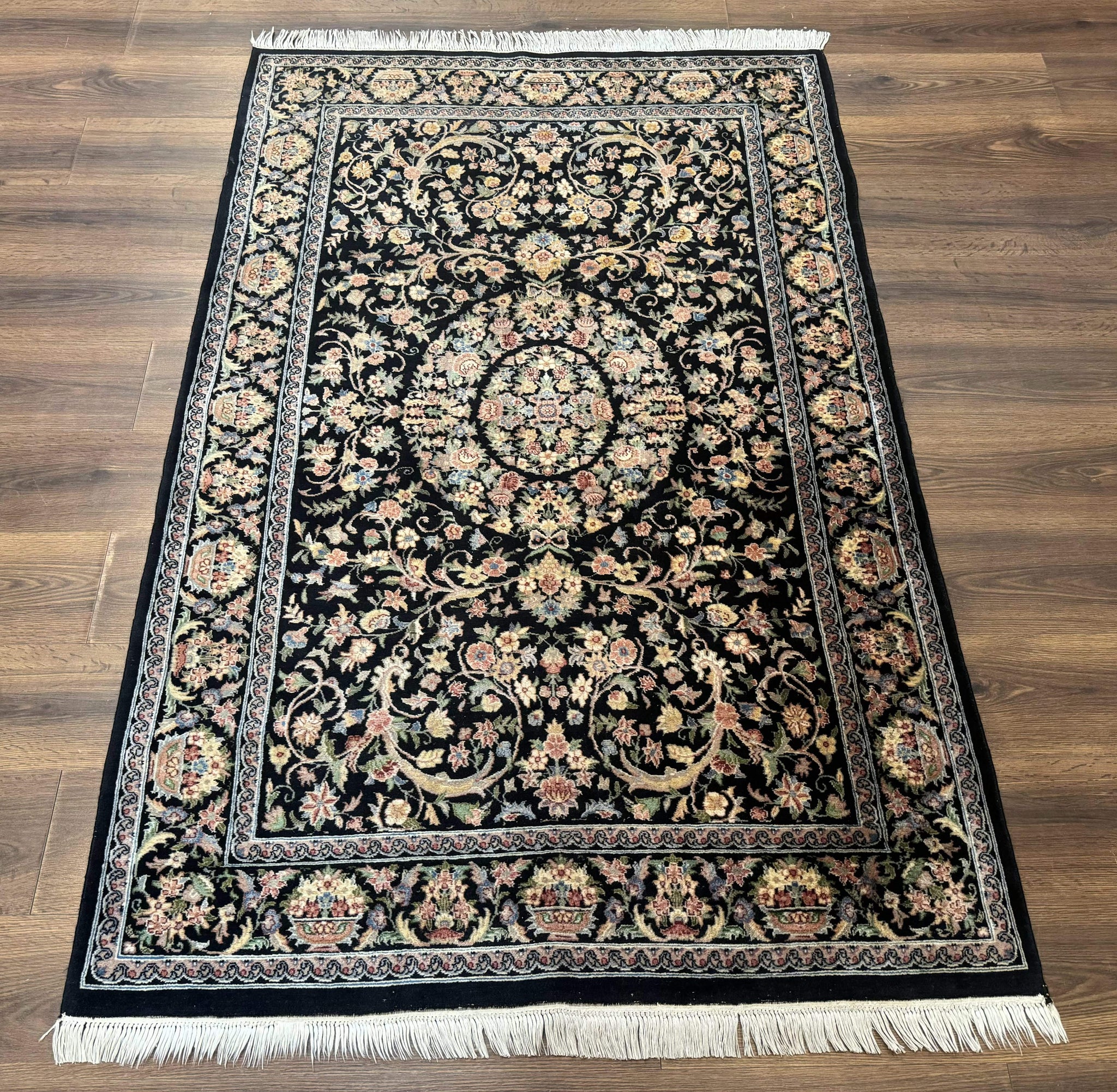 Sino Persian Rug 4x6, Very Fine 260 KPSI, Floral Medallion, Hand Knotted Wool Carpet by Jewel Rugs