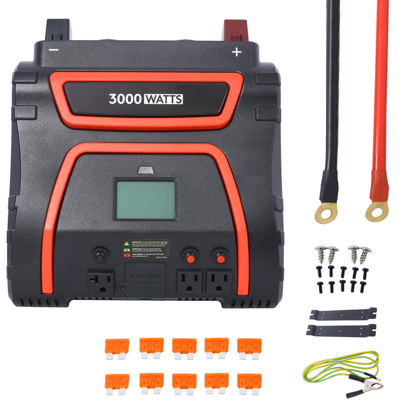 3000 Watt Power Inverter with LED Display - Modified Sine Wave - Plastic