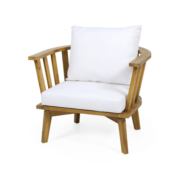 Outdoor Club Chair with Curved Backrest and Frame - White