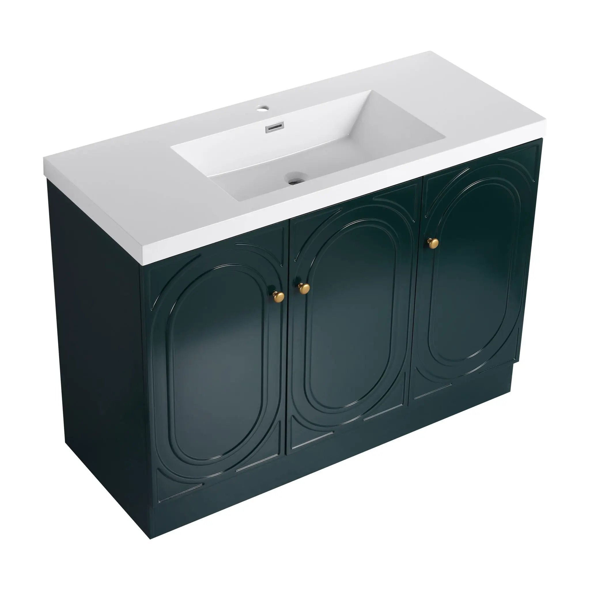 Contemporary Freestanding Bathroom Vanity With Resin Sink & Soft-Close Cabinet Doors by HouseOfZazla
