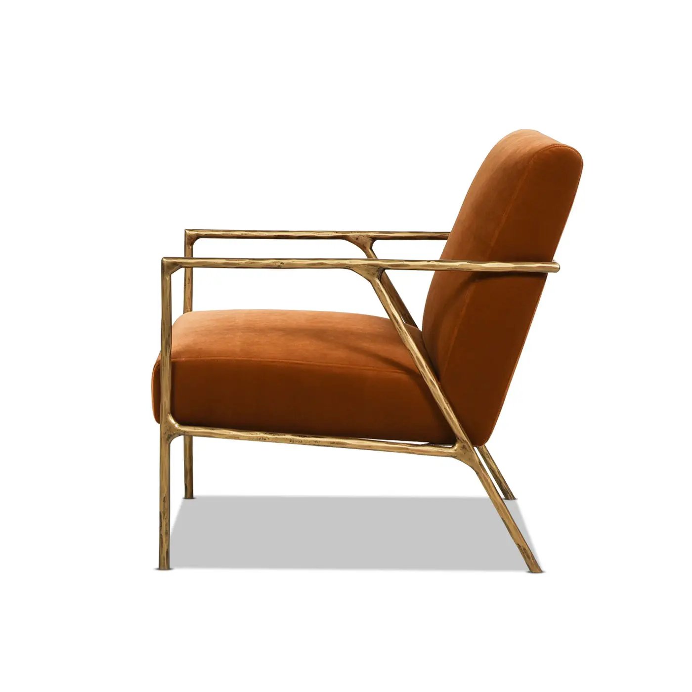Aerin - Hammered Brass Upholstered Accent Arm Chair by HouseOfZazla