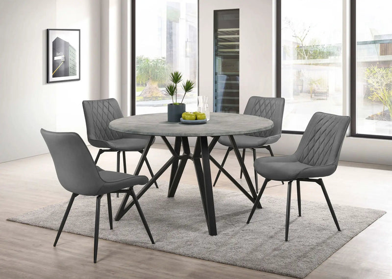 Neil 5-piece Round Dining Table Set Concrete Gunmetal by Unique Piece Furniture