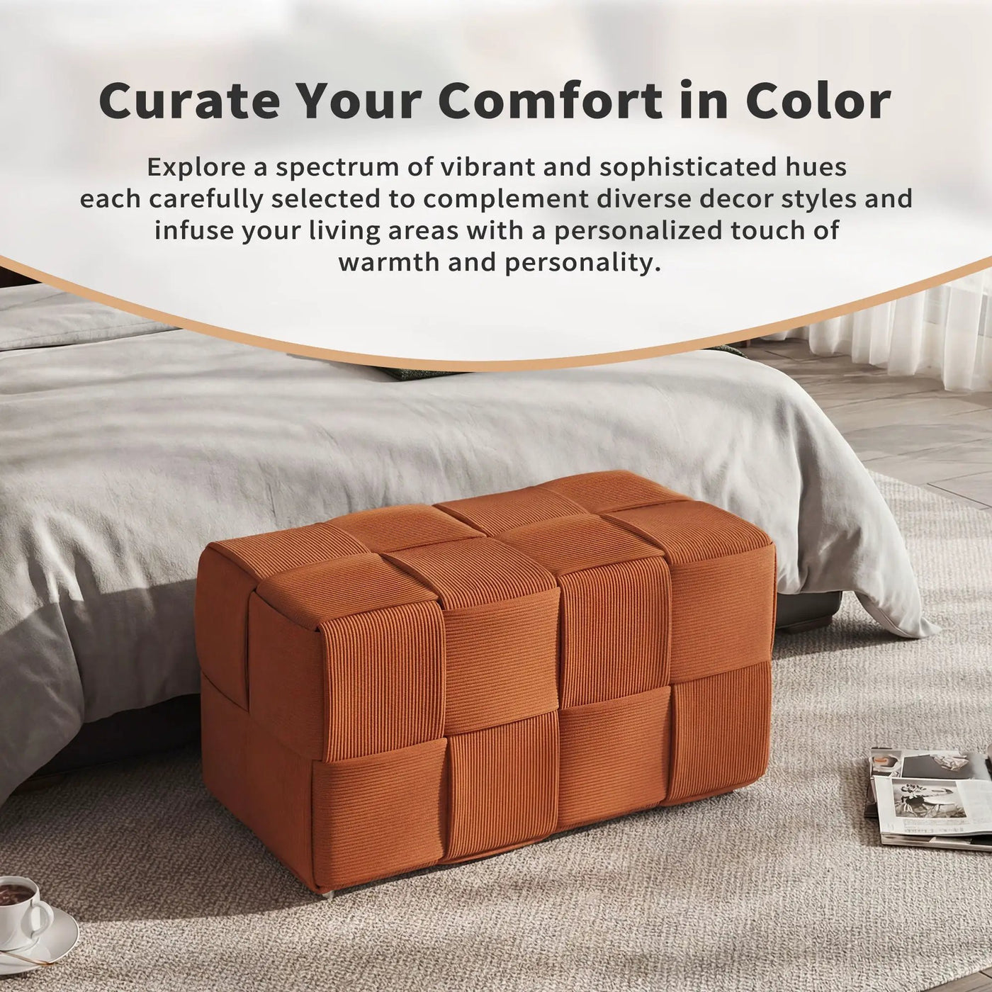 Modern Ottoman Foot Rest With Woven Design by Unique Piece Furniture