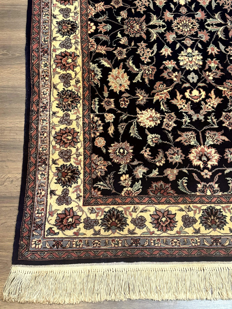 Sino Persian Rug 4x6, Navy Blue and Cream, Floral Allover Oriental Carpet by Jewel Rugs