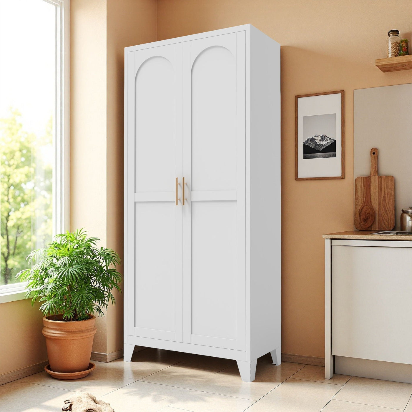 Shapely Doors Cabinet, Metal Storage Cabinet With Doors And Adjustable Shelves by Unique Piece Furniture