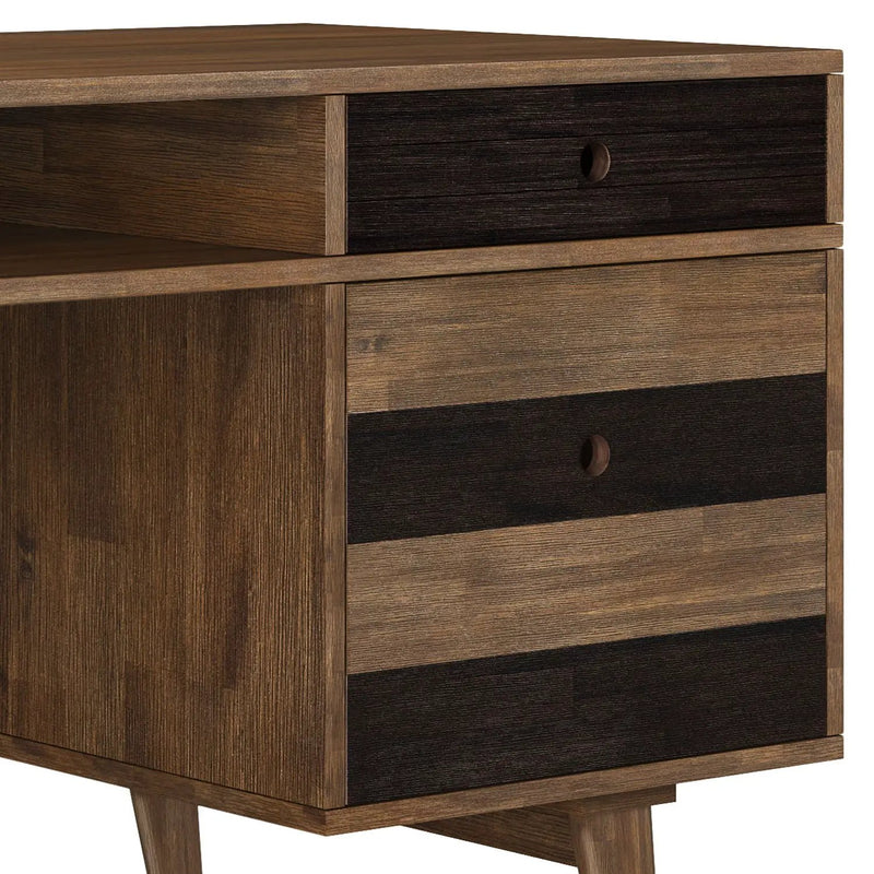 Clarkson - Desk With Side Drawers - Rustic Natural Aged Brown by HouseOfZazla