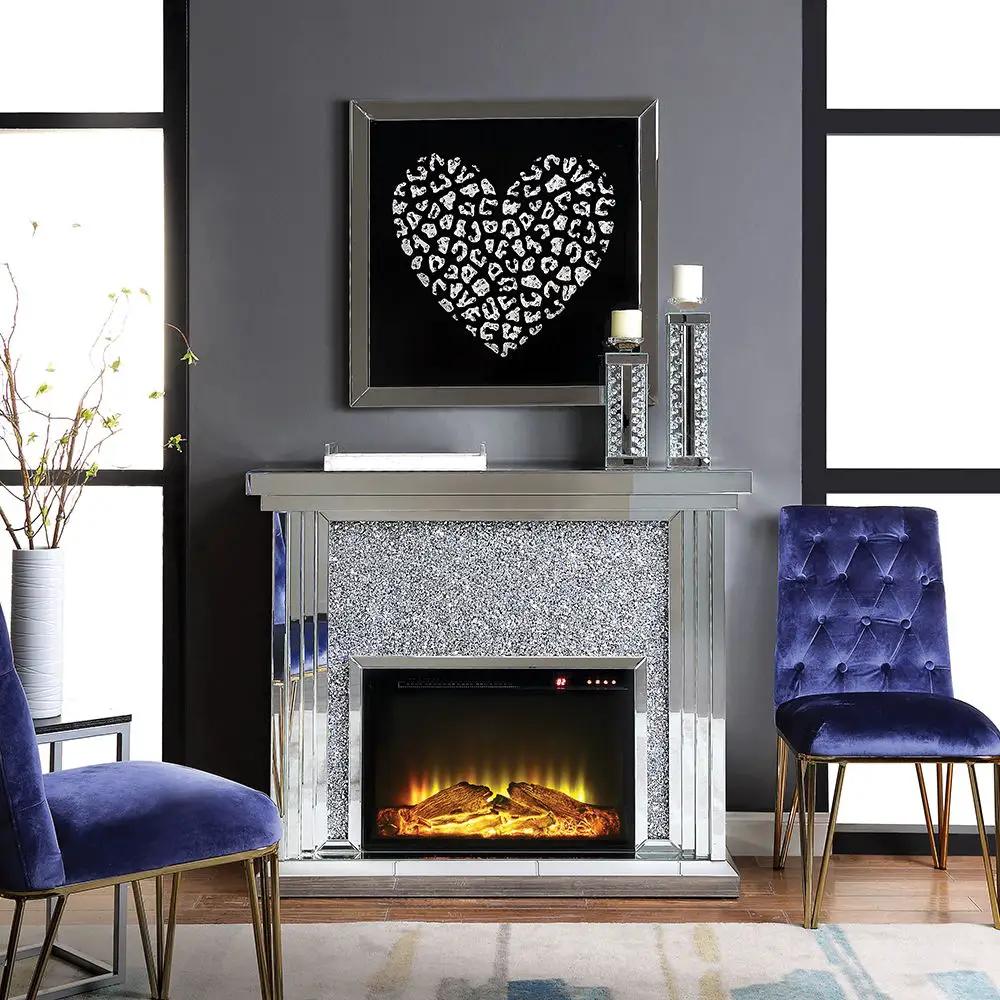 Noralie - 40" Fireplace - Mirrored & Faux Diamonds by Unique Piece Furniture