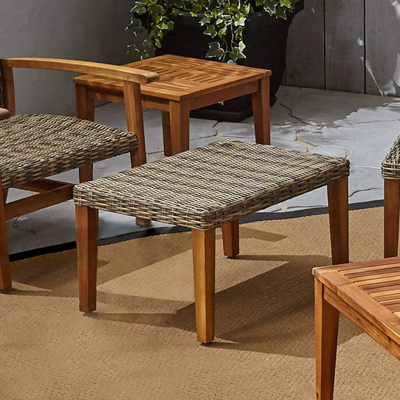 Outdoor Rattan Wicker Ottomans - Gray by HouseOfZazla