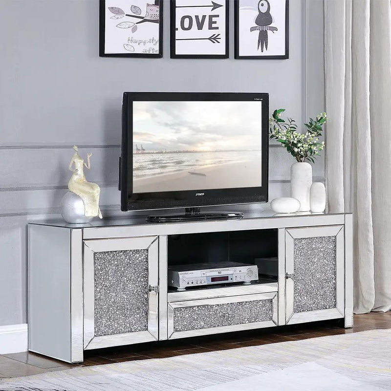 Noralie - TV Stand - Mirrored & Faux Diamonds by Unique Piece Furniture