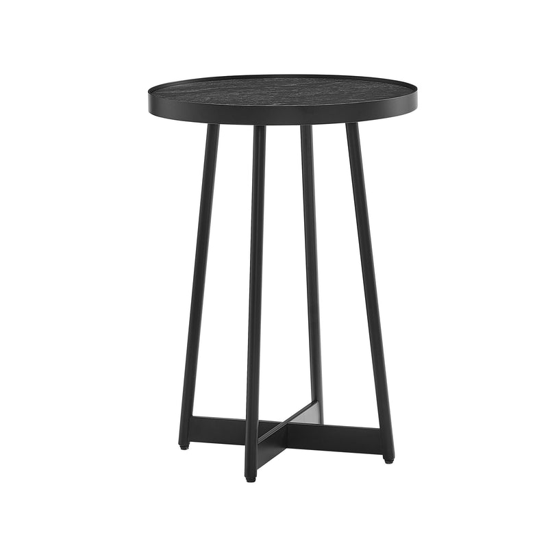Ranlo - Round Accent Table With Geometric Legs - Black by HouseOfZazla