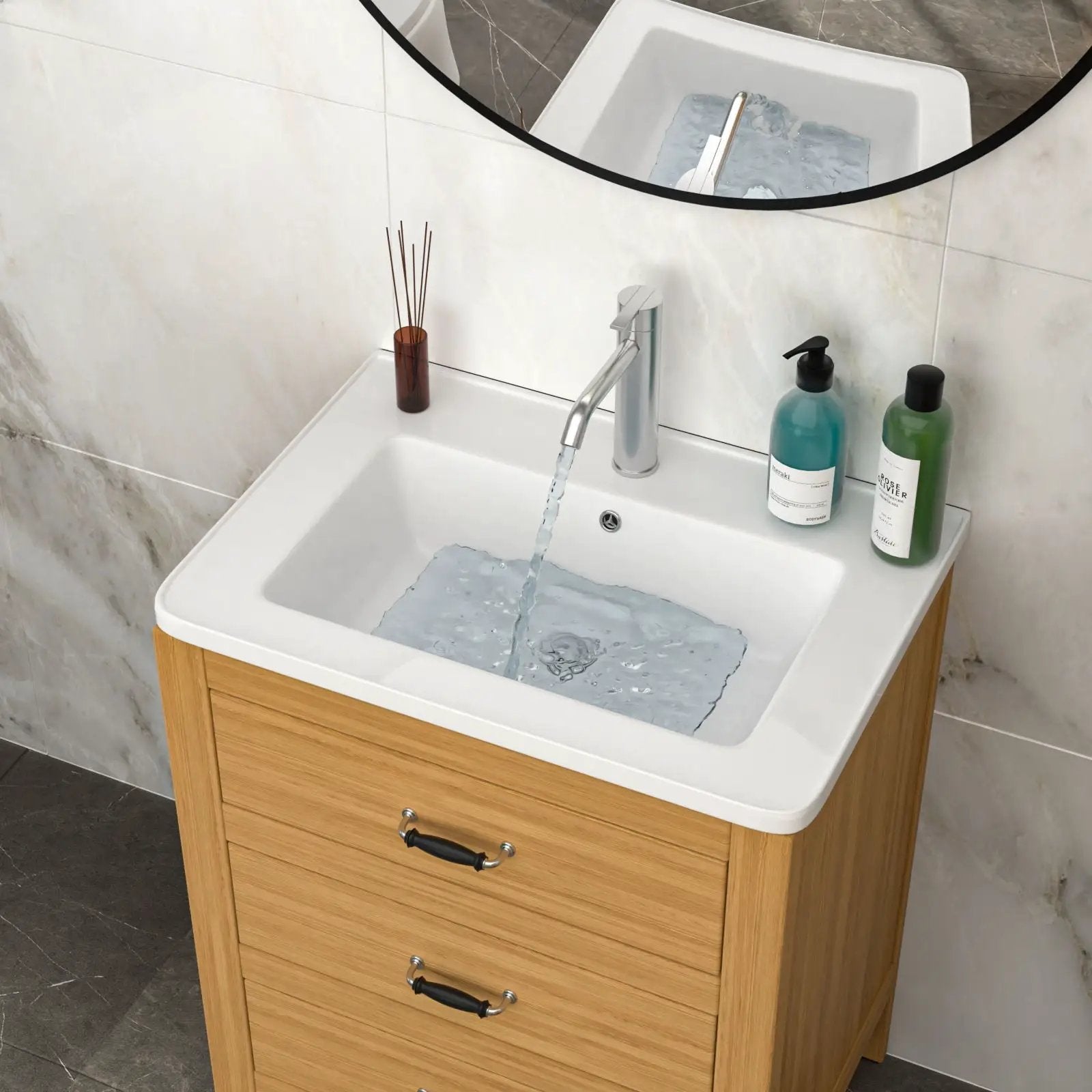 Rectangular Single Vanity Top With 1 Faucet Hole And Overflow, 28 X 19" - White by HouseOfZazla