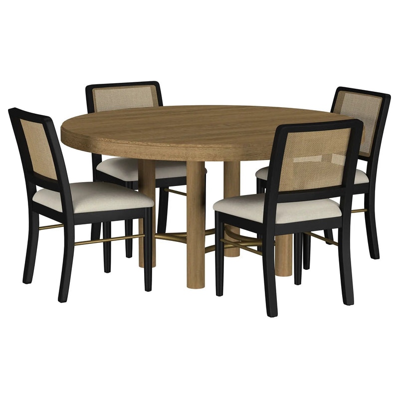 Arini 5-piece Round Dining Table Set Sand Wash and Black by Unique Piece Furniture