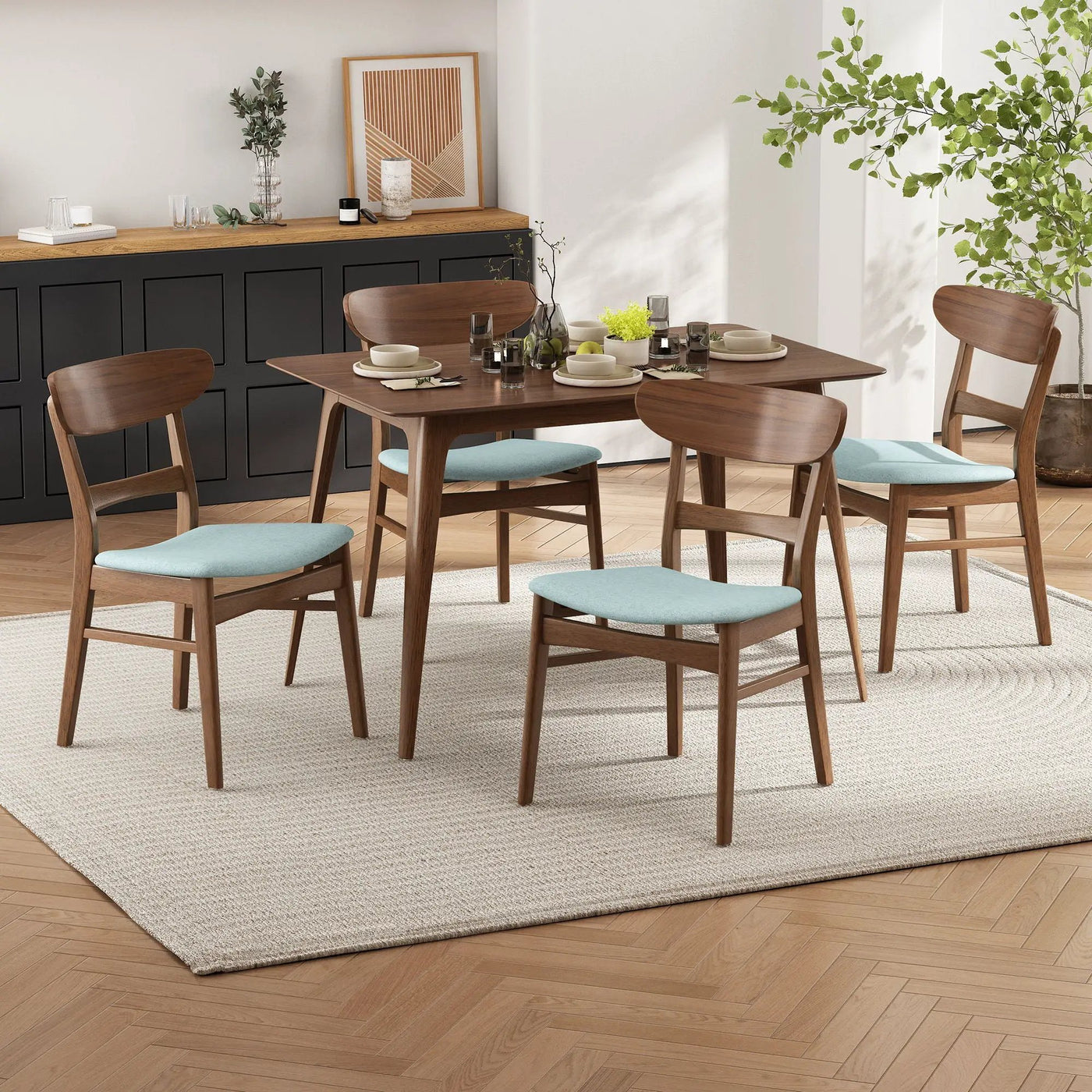 5 Piece Dining Set With Table And 4 Upholstered Chairs by HouseOfZazla
