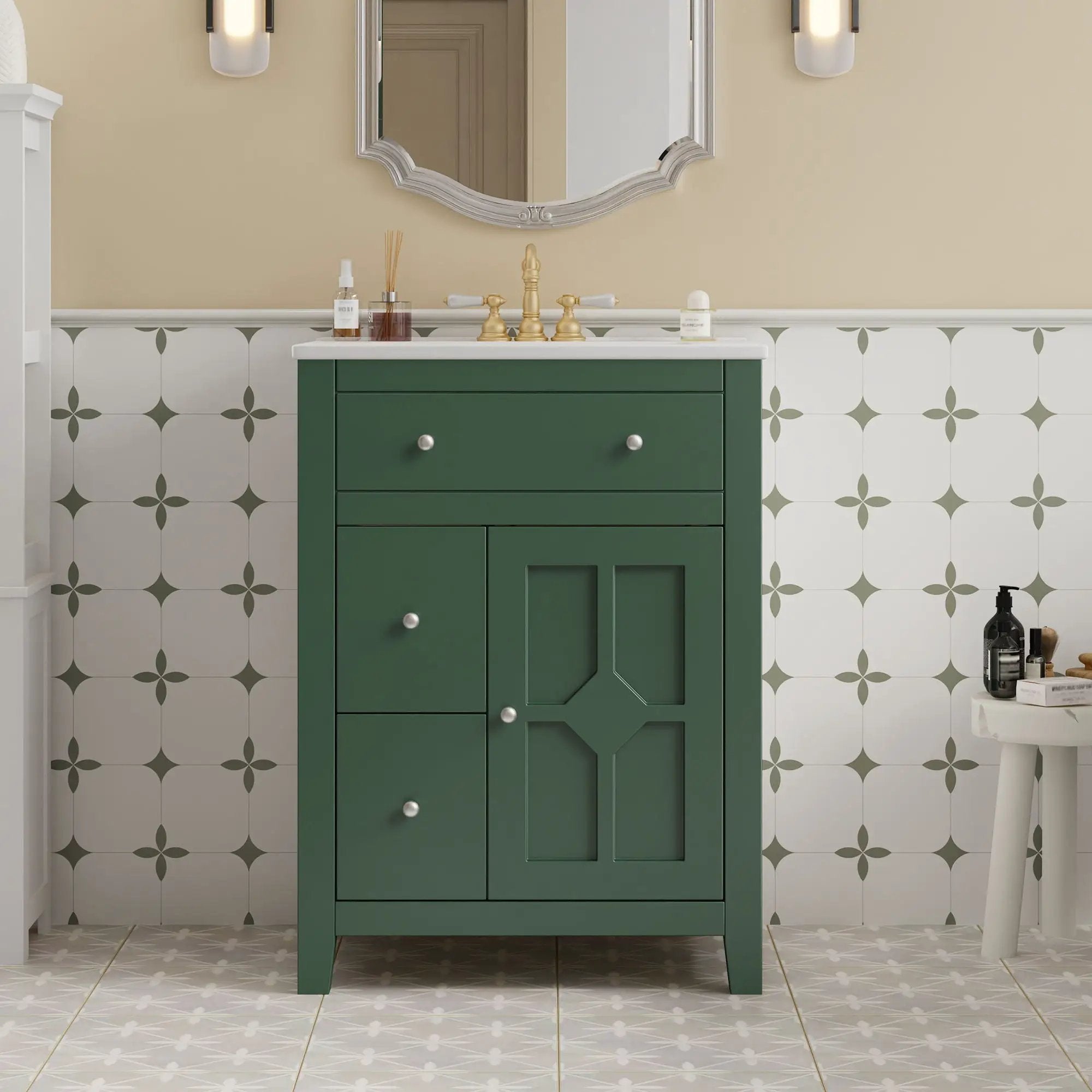 Bathroom Vanity With Basin, Rectangular Cabinet With 2 Drawers And Soft Closing Door by Unique Piece Furniture