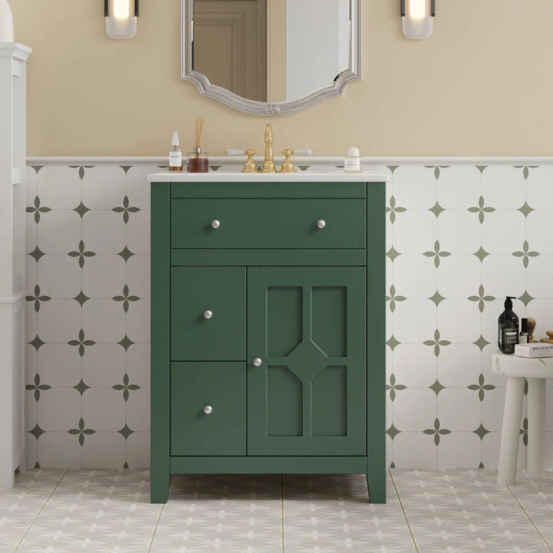 Bathroom Vanity With Basin, Rectangular Cabinet With 2 Drawers And Soft Closing Door by Unique Piece Furniture