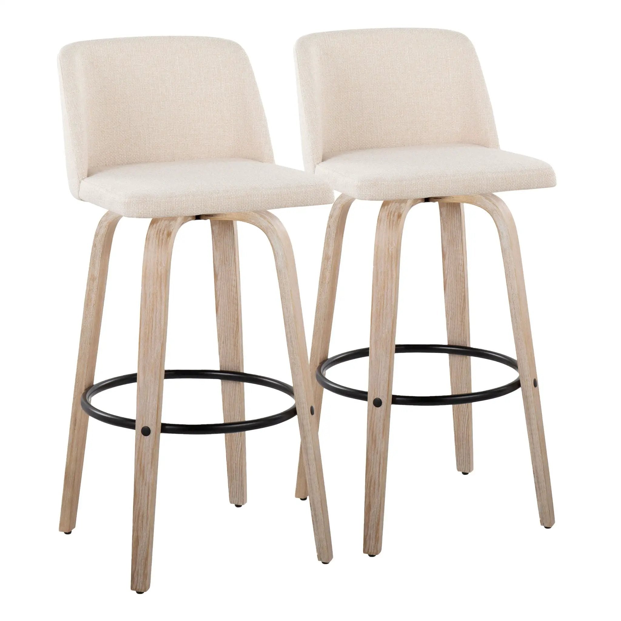Toriano - Mid-Century Modern Fixed Height BarStool With Round Footrest (Set of 2) by Unique Piece Furniture