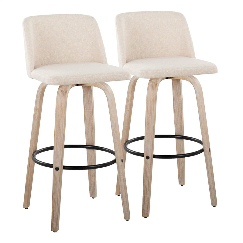 Toriano - Mid-Century Modern Fixed Height BarStool With Round Footrest (Set of 2) by Unique Piece Furniture