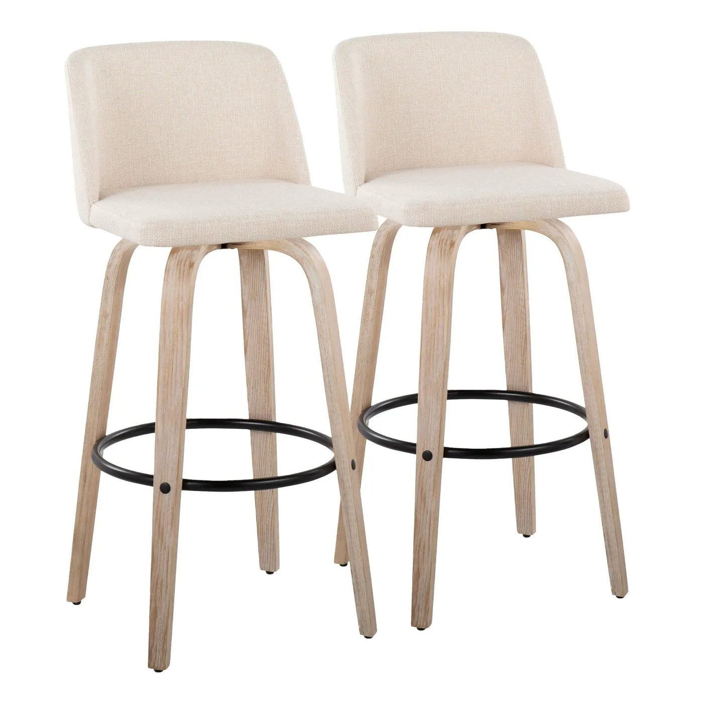 Toriano - Mid-Century Modern Fixed Height BarStool With Round Footrest (Set of 2) by HouseOfZazla