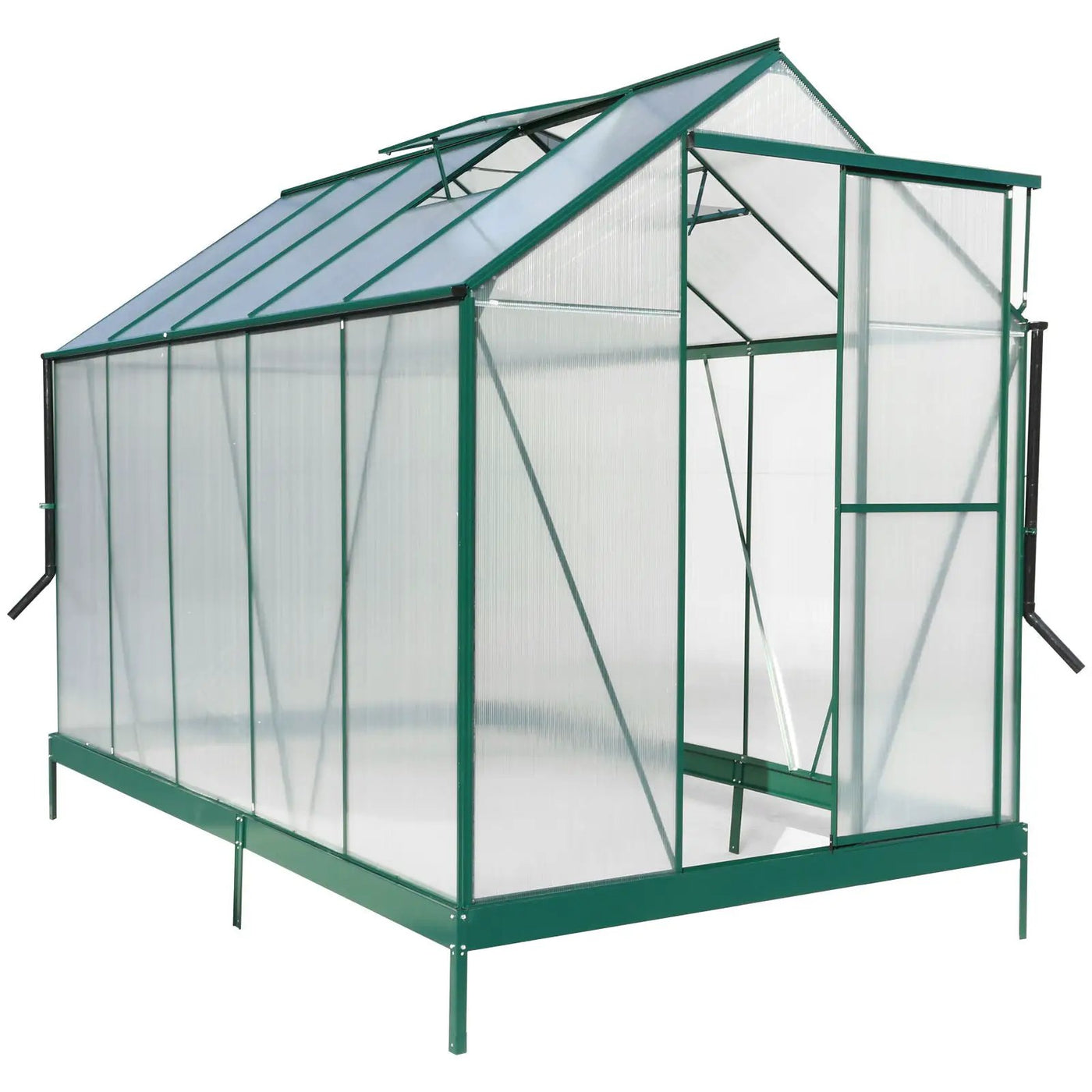 Polycarbonate house, Heavy Duty Outdoor Aluminum Walk-In House Kit With Rain Gutter, Vent And Door For Backyard Garden by HouseOfZazla