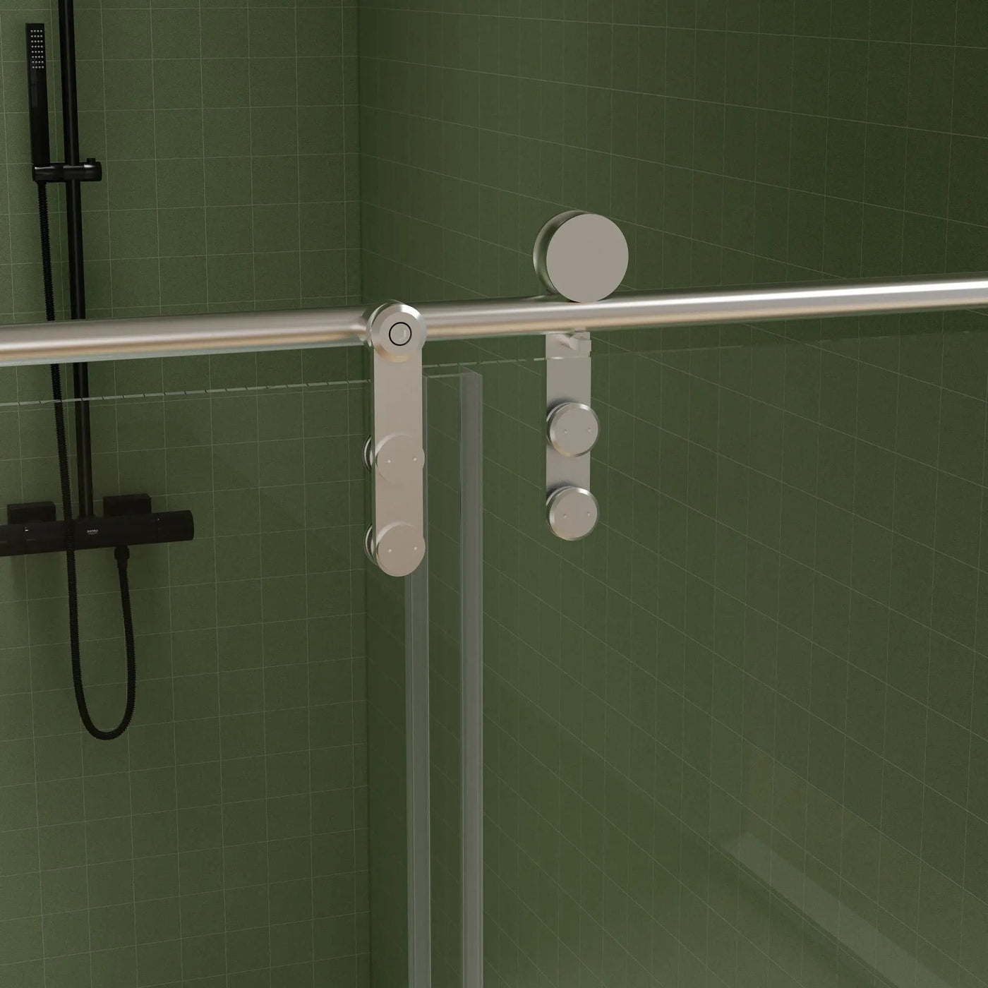 Frameless Shower Door, Sliding Shower Door, Premium 5 / 16" (8 Mm) Thick Tempered Glass Shower Enclosure With Towel Bar, Double Side Easy Clean Coat, Finished With Buffer by HouseOfZazla