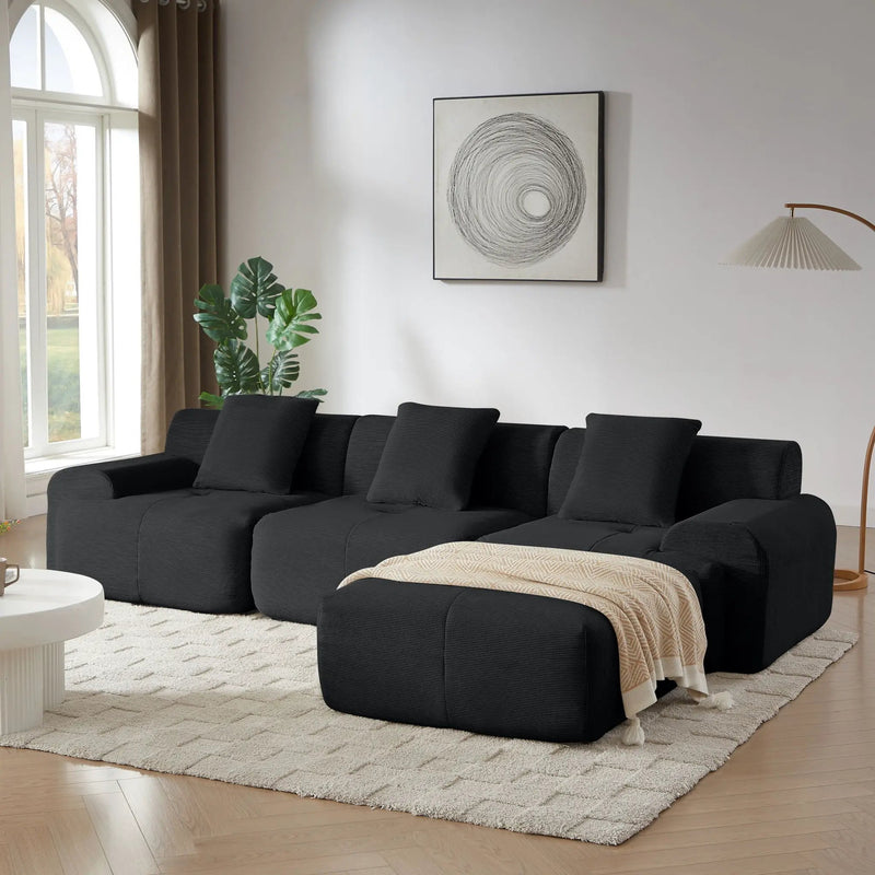 L Shaped Modular Sectional Sofa And Movable Ottoman by HouseOfZazla