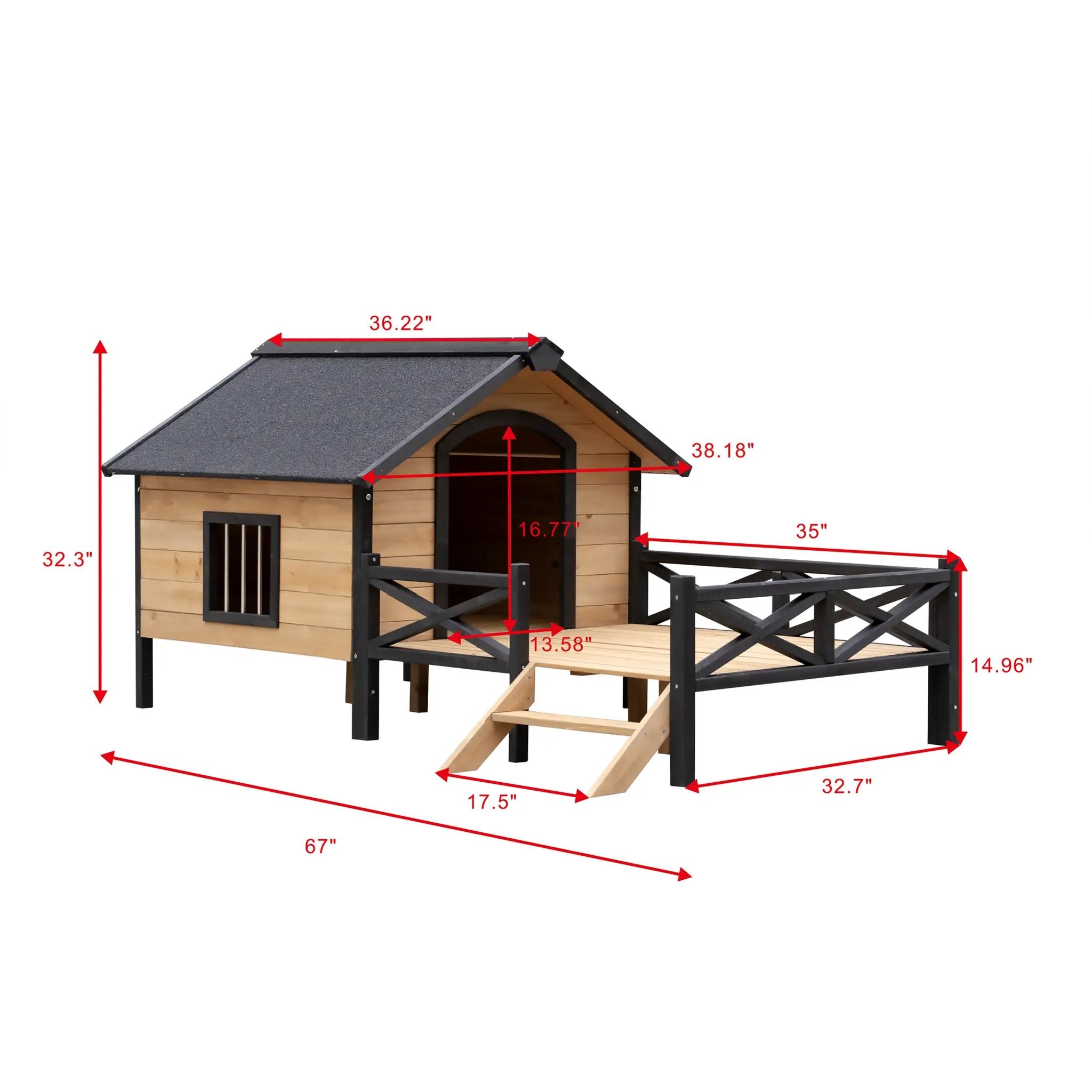 Outdoor Large Wooden Cabin House Style Dog Kennel with Porch by HouseOfZazla
