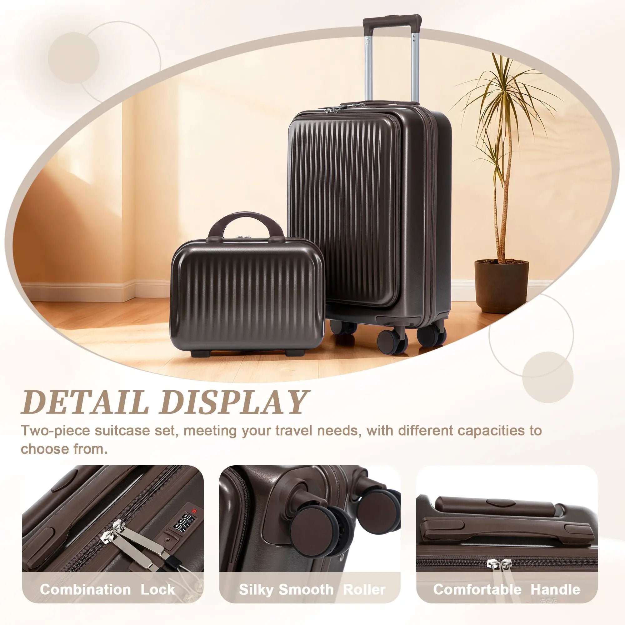 14' & 20' ABS Spinner Wheel Luggage Set with Cosmetic Case by HouseOfZazla