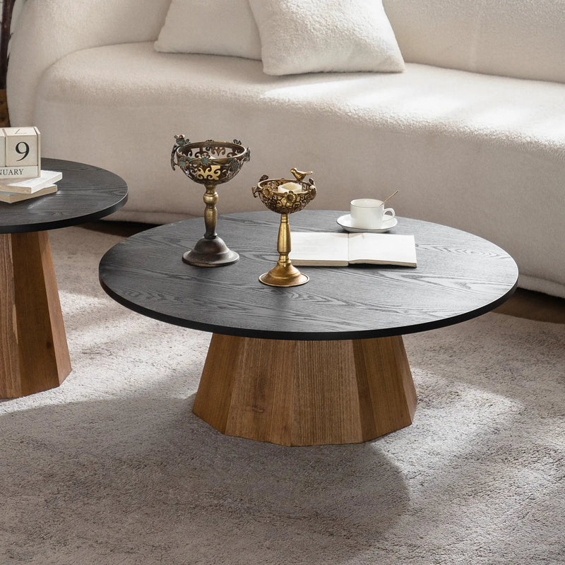 Round Coffee Table with Sturdy Pedestal Design by HouseOfZazla