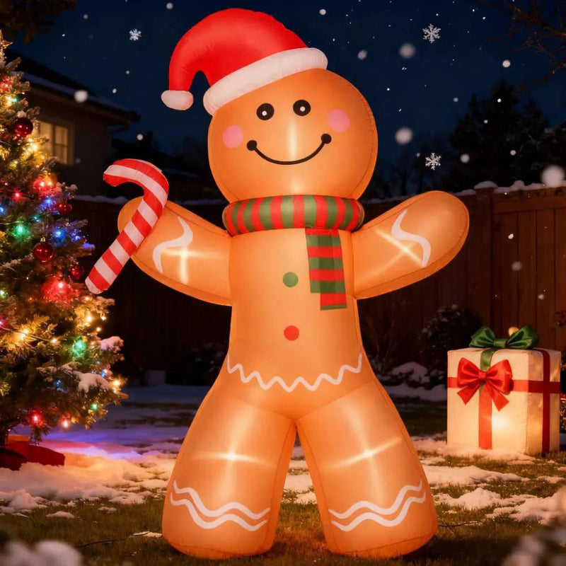 Outdoor Inflatable Gingerbread Man with Candy Cane by HouseOfZazla