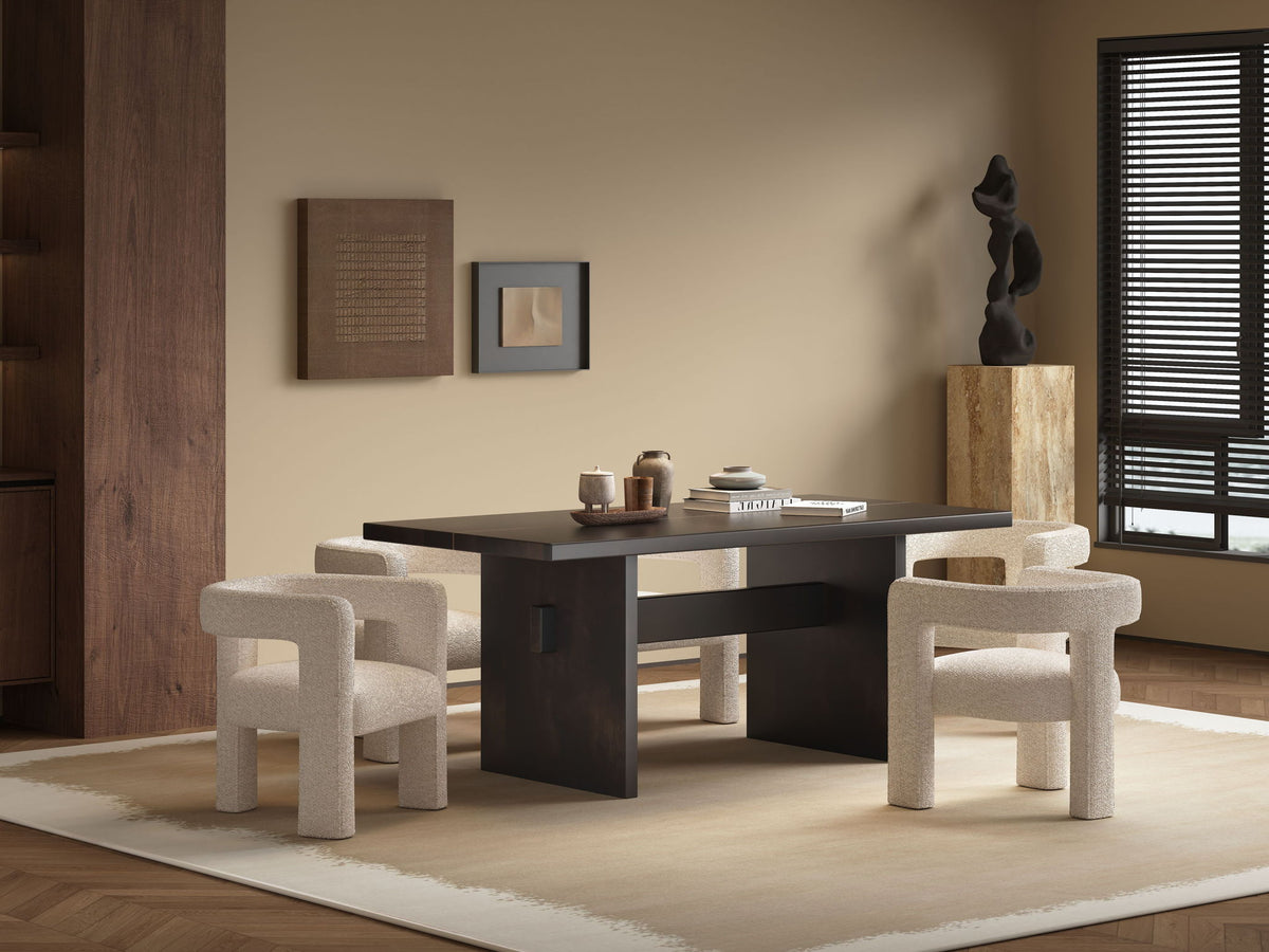 Jaramillo & Lomas 5 Piece Dining Room Set with Fabric & Wood - Beige / Espresso
