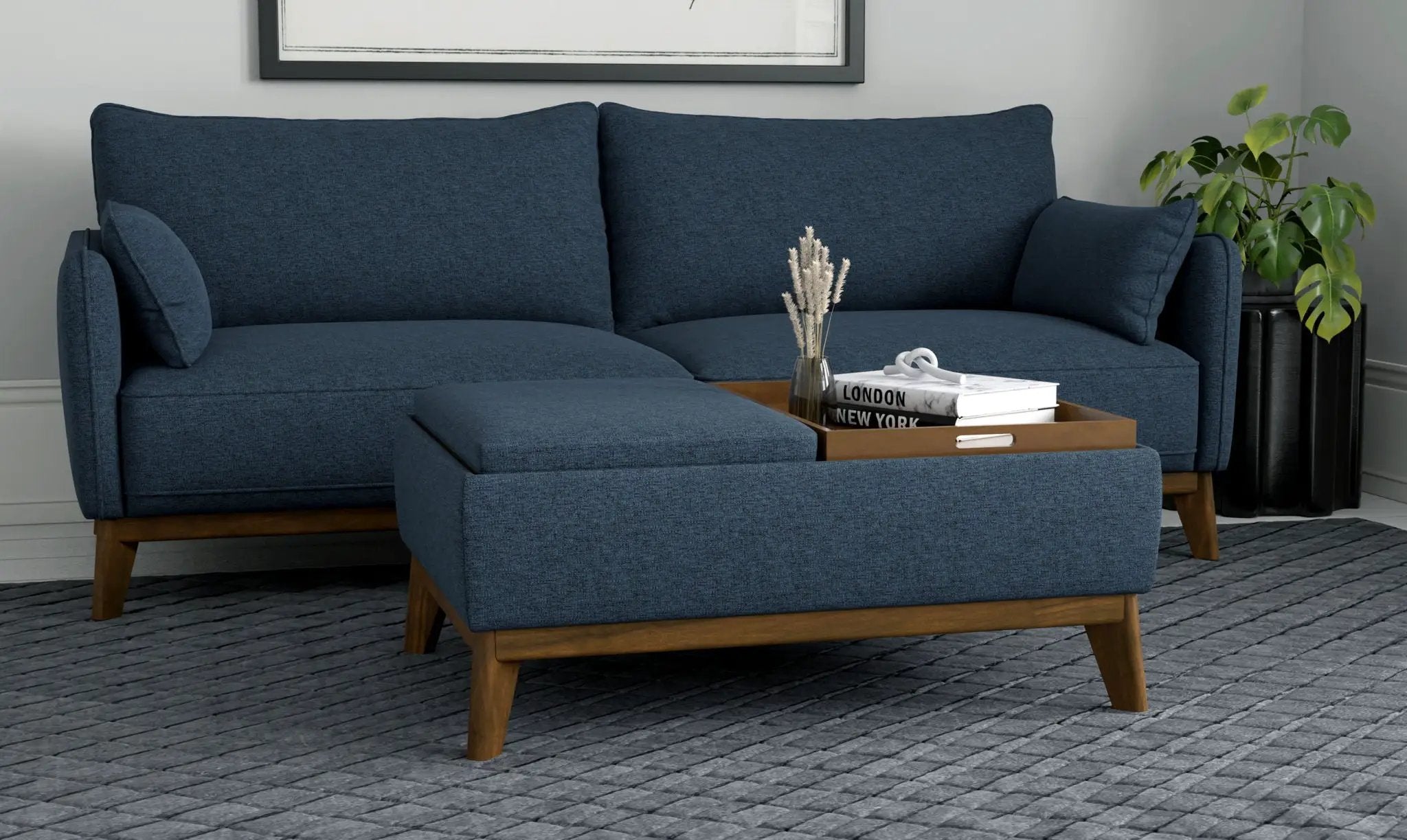 Reversible Tray Ottoman - Blue by Unique Piece Furniture